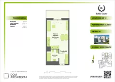 1 pokój, mieszkanie 32,55 m², piętro 1, oferta nr 01.M.18, Dom Architekta , Łódź, Śródmieście, Śródmieście, ul. Wierzbowa 28