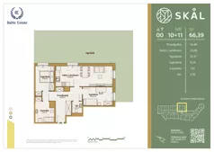 3 pokoje, mieszkanie 66,39 m², parter, oferta nr M.10+11, SKAL, Łódź, Polesie, ul. Borowa 1