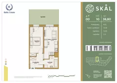 2 pokoje, mieszkanie 38,80 m², parter, oferta nr M.10, SKAL, Łódź, Polesie, ul. Borowa 1