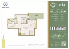 2 pokoje, mieszkanie 40,45 m², parter, oferta nr M.12, SKAL, Łódź, Polesie, ul. Borowa 1