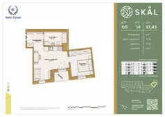 2 pokoje, mieszkanie 37,45 m², parter, oferta nr M.14, SKAL, Łódź, Polesie, ul. Borowa 1
