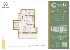 2 pokoje, mieszkanie 37,94 m², parter, oferta nr M.17, SKAL, Łódź, Polesie, ul. Borowa 1