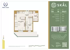 2 pokoje, mieszkanie 38,61 m², parter, oferta nr M.18, SKAL, Łódź, Polesie, ul. Borowa 1