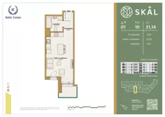 1 pokój, mieszkanie 31,14 m², piętro 1, oferta nr M.19, SKAL, Łódź, Polesie, ul. Borowa 1