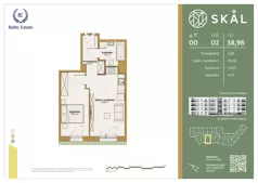 2 pokoje, mieszkanie 38,96 m², parter, oferta nr M.2, SKAL, Łódź, Polesie, ul. Borowa 1