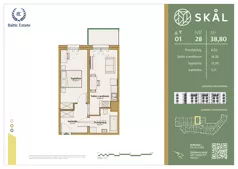 2 pokoje, mieszkanie 38,80 m², piętro 1, oferta nr M.28, SKAL, Łódź, Polesie, ul. Borowa 1