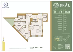 4 pokoje, mieszkanie 90,84 m², parter, oferta nr M.3+4, SKAL, Łódź, Polesie, ul. Borowa 1