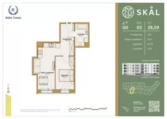 2 pokoje, mieszkanie 39,59 m², parter, oferta nr M.3, SKAL, Łódź, Polesie, ul. Borowa 1