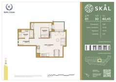 2 pokoje, mieszkanie 40,45 m², piętro 1, oferta nr M.30, SKAL, Łódź, Polesie, ul. Borowa 1