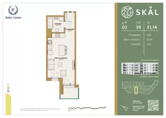 1 pokój, mieszkanie 31,14 m², piętro 2, oferta nr M.39, SKAL, Łódź, Polesie, ul. Borowa 1
