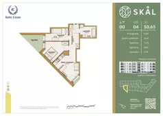 3 pokoje, mieszkanie 50,65 m², parter, oferta nr M.4, SKAL, Łódź, Polesie, ul. Borowa 1
