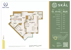 4 pokoje, mieszkanie 90,81 m², piętro 2, oferta nr M.41+42, SKAL, Łódź, Polesie, ul. Borowa 1