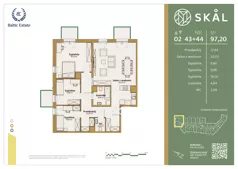 4 pokoje, mieszkanie 97,20 m², piętro 2, oferta nr M.43+44, SKAL, Łódź, Polesie, ul. Borowa 1