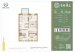 2 pokoje, mieszkanie 39,50 m², piętro 2, oferta nr M.45, SKAL, Łódź, Polesie, ul. Borowa 1
