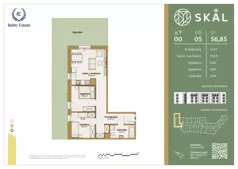 3 pokoje, mieszkanie 56,85 m², parter, oferta nr M.5, SKAL, Łódź, Polesie, ul. Borowa 1