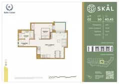 2 pokoje, mieszkanie 40,45 m², piętro 2, oferta nr M.50, SKAL, Łódź, Polesie, ul. Borowa 1