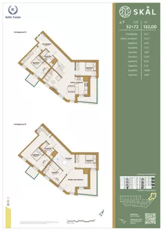 6 pokoi, mieszkanie 132,00 m², piętro 2, oferta nr M.52+72, SKAL, Łódź, Polesie, ul. Borowa 1
