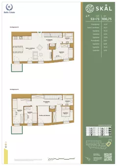 5 pokoi, mieszkanie 100,75 m², piętro 2, oferta nr M.53+73, SKAL, Łódź, Polesie, ul. Borowa 1