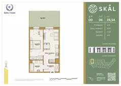 2 pokoje, mieszkanie 39,54 m², parter, oferta nr M.6, SKAL, Łódź, Polesie, ul. Borowa 1