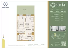 2 pokoje, mieszkanie 39,54 m², parter, oferta nr M.8, SKAL, Łódź, Polesie, ul. Borowa 1