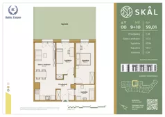 3 pokoje, mieszkanie 59,01 m², parter, oferta nr M.9+10, SKAL, Łódź, Polesie, ul. Borowa 1