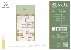 2 pokoje, mieszkanie 39,54 m², parter, oferta nr M.9, SKAL, Łódź, Polesie, ul. Borowa 1