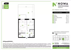 2 pokoje, mieszkanie 45,10 m², piętro 1, oferta nr F14, Nowa Częstochowa Małopolska - etap IV, Częstochowa, Częstochówka-Parkitka, ul. Małopolska 196A