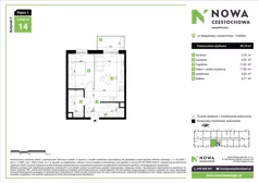 2 pokoje, mieszkanie 45,10 m², piętro 1, oferta nr F14, Nowa Częstochowa Małopolska - etap IV, Częstochowa, Częstochówka-Parkitka, ul. Małopolska 196A