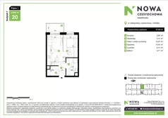 2 pokoje, mieszkanie 37,85 m², piętro 1, oferta nr F20, Nowa Częstochowa Małopolska - etap IV, Częstochowa, Częstochówka-Parkitka, ul. Małopolska 196A
