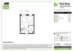 2 pokoje, mieszkanie 37,85 m², piętro 2, oferta nr F34, Nowa Częstochowa Małopolska - etap IV, Częstochowa, Częstochówka-Parkitka, ul. Małopolska 196A