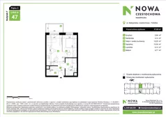 2 pokoje, mieszkanie 37,85 m², piętro 3, oferta nr F47, Nowa Częstochowa Małopolska - etap IV, Częstochowa, Częstochówka-Parkitka, ul. Małopolska 196A