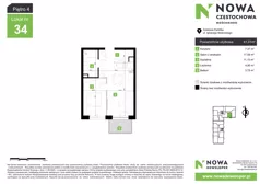 2 pokoje, mieszkanie 41,01 m², piętro 4, oferta nr M34, Nowa Częstochowa Mościckiego, Częstochowa, Częstochówka-Parkitka, ul. Mościckiego