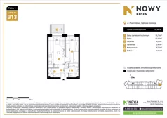 2 pokoje, mieszkanie 37,48 m², piętro 1, oferta nr B13, Nowy Reden II, Dąbrowa Górnicza, Reden, ul. Przemysłowa