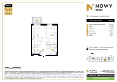 2 pokoje, mieszkanie 45,58 m², piętro 1, oferta nr B18, Nowy Reden II, Dąbrowa Górnicza, Reden, ul. Przemysłowa