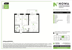 3 pokoje, mieszkanie 68,59 m², piętro 1, oferta nr F21, Nowa Częstochowa Małopolska - etap IV, Częstochowa, Częstochówka-Parkitka, ul. Małopolska 196A
