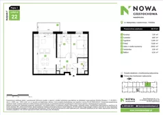 3 pokoje, mieszkanie 68,19 m², piętro 1, oferta nr F22, Nowa Częstochowa Małopolska - etap IV, Częstochowa, Częstochówka-Parkitka, ul. Małopolska 196A