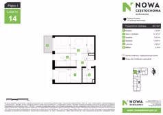 3 pokoje, mieszkanie 56,10 m², piętro 1, oferta nr M14, Nowa Częstochowa Mościckiego, Częstochowa, Częstochówka-Parkitka, ul. Mościckiego
