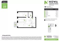 3 pokoje, mieszkanie 60,84 m², piętro 2, oferta nr M23, Nowa Częstochowa Mościckiego, Częstochowa, Częstochówka-Parkitka, ul. Mościckiego
