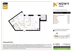 3 pokoje, mieszkanie 64,36 m², piętro 2, oferta nr A31, Nowy Reden II, Dąbrowa Górnicza, Reden, ul. Przemysłowa