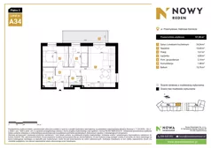3 pokoje, mieszkanie 57,28 m², piętro 3, oferta nr A34, Nowy Reden II, Dąbrowa Górnicza, Reden, ul. Przemysłowa