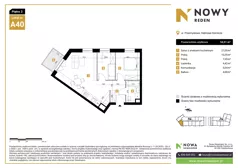 3 pokoje, mieszkanie 54,51 m², piętro 3, oferta nr A40, Nowy Reden II, Dąbrowa Górnicza, Reden, ul. Przemysłowa
