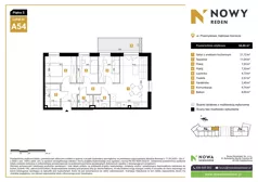 4 pokoje, mieszkanie 66,86 m², piętro 5, oferta nr A54, Nowy Reden II, Dąbrowa Górnicza, Reden, ul. Przemysłowa