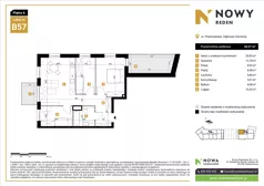 4 pokoje, mieszkanie 65,57 m², piętro 6, oferta nr B57, Nowy Reden II, Dąbrowa Górnicza, Reden, ul. Przemysłowa