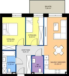 3 pokoje, mieszkanie 60,81 m², piętro 2, oferta nr A25, Nowy Reden II, Dąbrowa Górnicza, Reden, ul. Przemysłowa