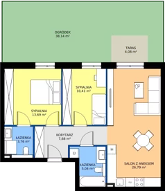 3 pokoje, mieszkanie 67,37 m², parter, oferta nr A4, Nowy Reden II, Dąbrowa Górnicza, Reden, ul. Przemysłowa