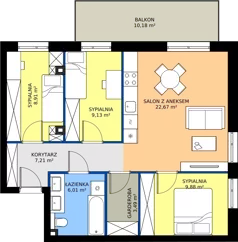 4 pokoje, mieszkanie 67,30 m², piętro 7, oferta nr A74, Nowy Reden II, Dąbrowa Górnicza, Reden, ul. Przemysłowa