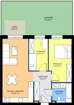 3 pokoje, mieszkanie 58,96 m², parter, oferta nr A6, Nowy Reden II, Dąbrowa Górnicza, Reden, ul. Przemysłowa