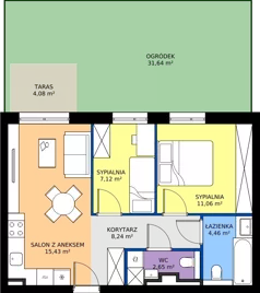 3 pokoje, mieszkanie 48,96 m², parter, oferta nr B10, Nowy Reden II, Dąbrowa Górnicza, Reden, ul. Przemysłowa