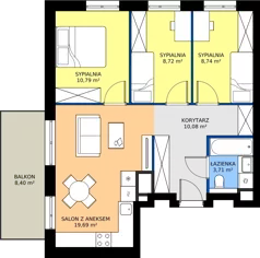 4 pokoje, mieszkanie 61,73 m², piętro 8, oferta nr B60, Nowy Reden II, Dąbrowa Górnicza, Reden, ul. Przemysłowa