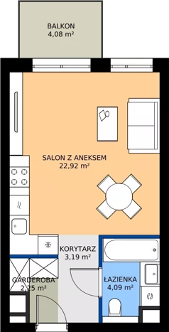 1 pokój, mieszkanie 32,45 m², piętro 1, oferta nr B15, Nowy Reden II, Dąbrowa Górnicza, Reden, ul. Przemysłowa